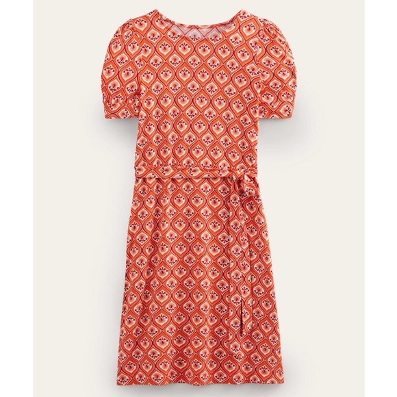 *SOLD* Boden Knot Detail Jersey Mini Dress Geo Cascade Size 2 - Picture 6 of 12